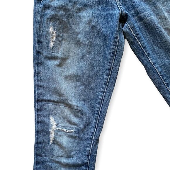 PAIGE Denim Skyline Drive Classic Rise Peg Leg Patchwork Med Wash Jeans - Picture 6 of 12